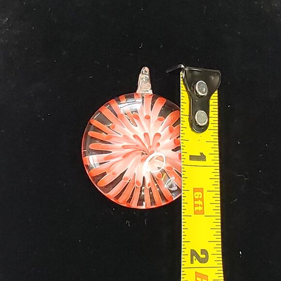 Vtg Style Murano Glass Pendant Red Pink Starburst Italian Art Jewelry 1.5" - Picture 5 of 5